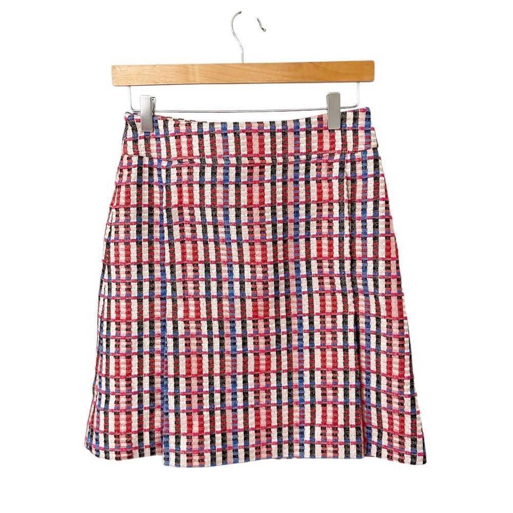 Akris Punto Textured Check Inverted Pleated Mini Skirt size 2